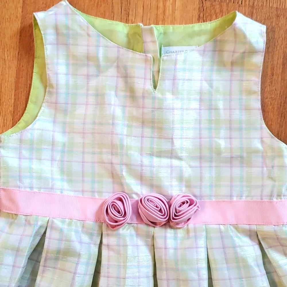Charter Club Girls Green‎ Plaid Pastel Sleeveless Long Dress Size 6X